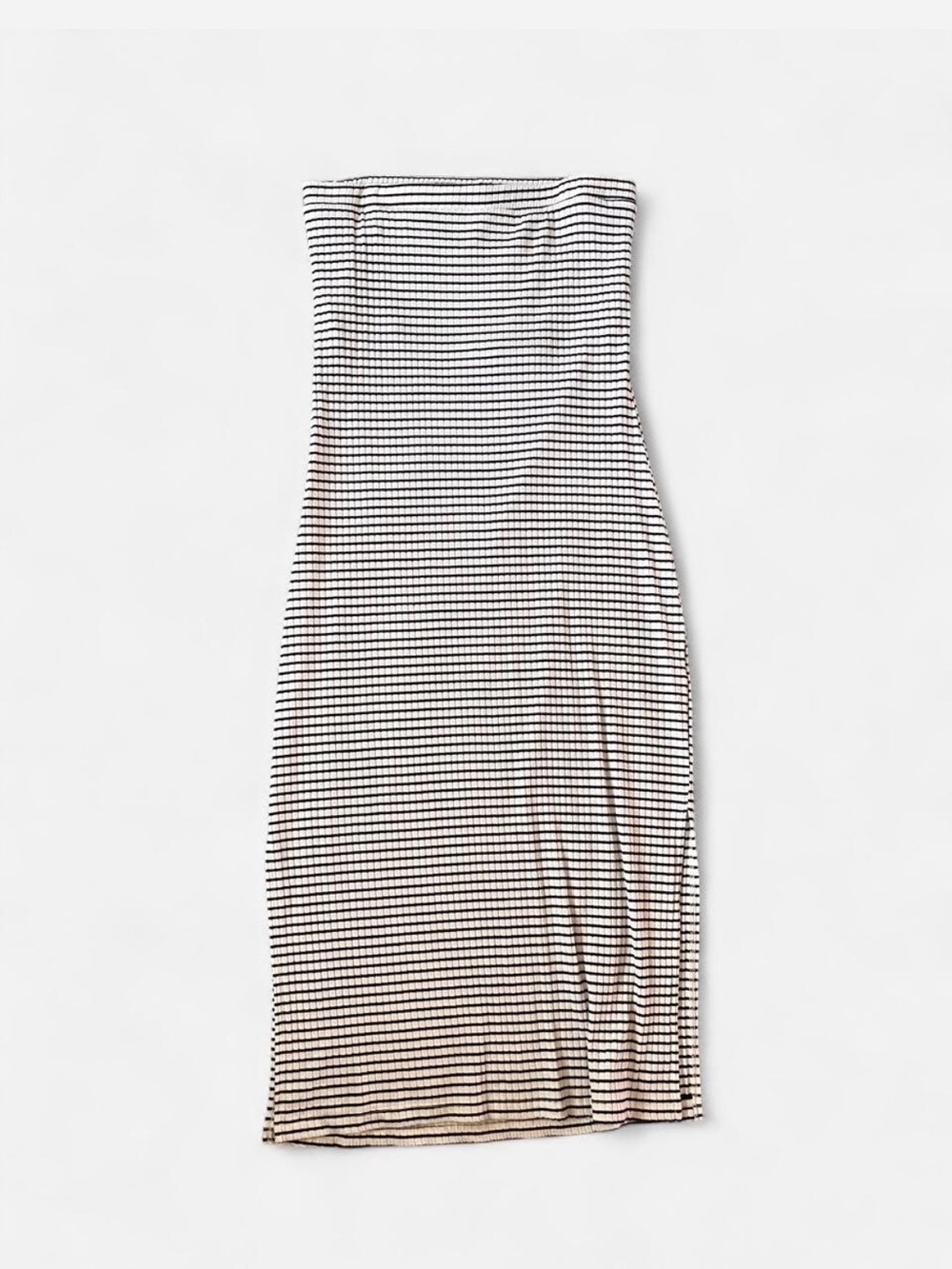 RVCA Strapless Midi Tube Dress in Black and White Stripes